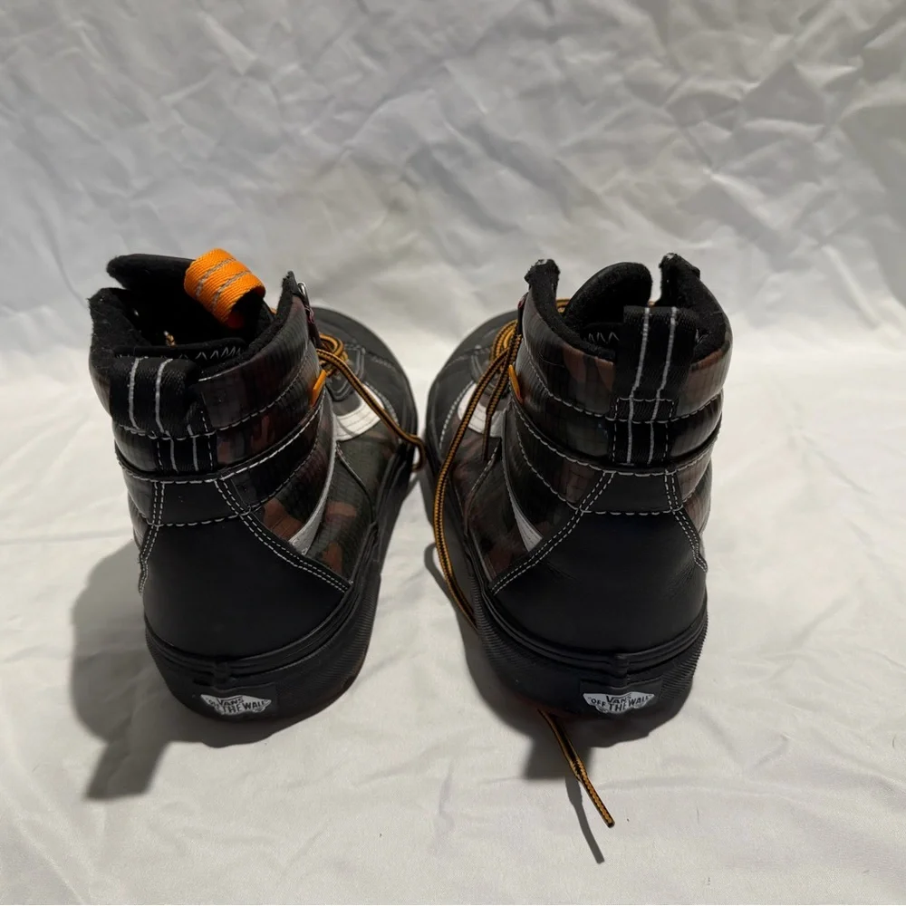 Vans Men's Black and Camouflage Sneakers with Orange Accents - Picture 2 of 7